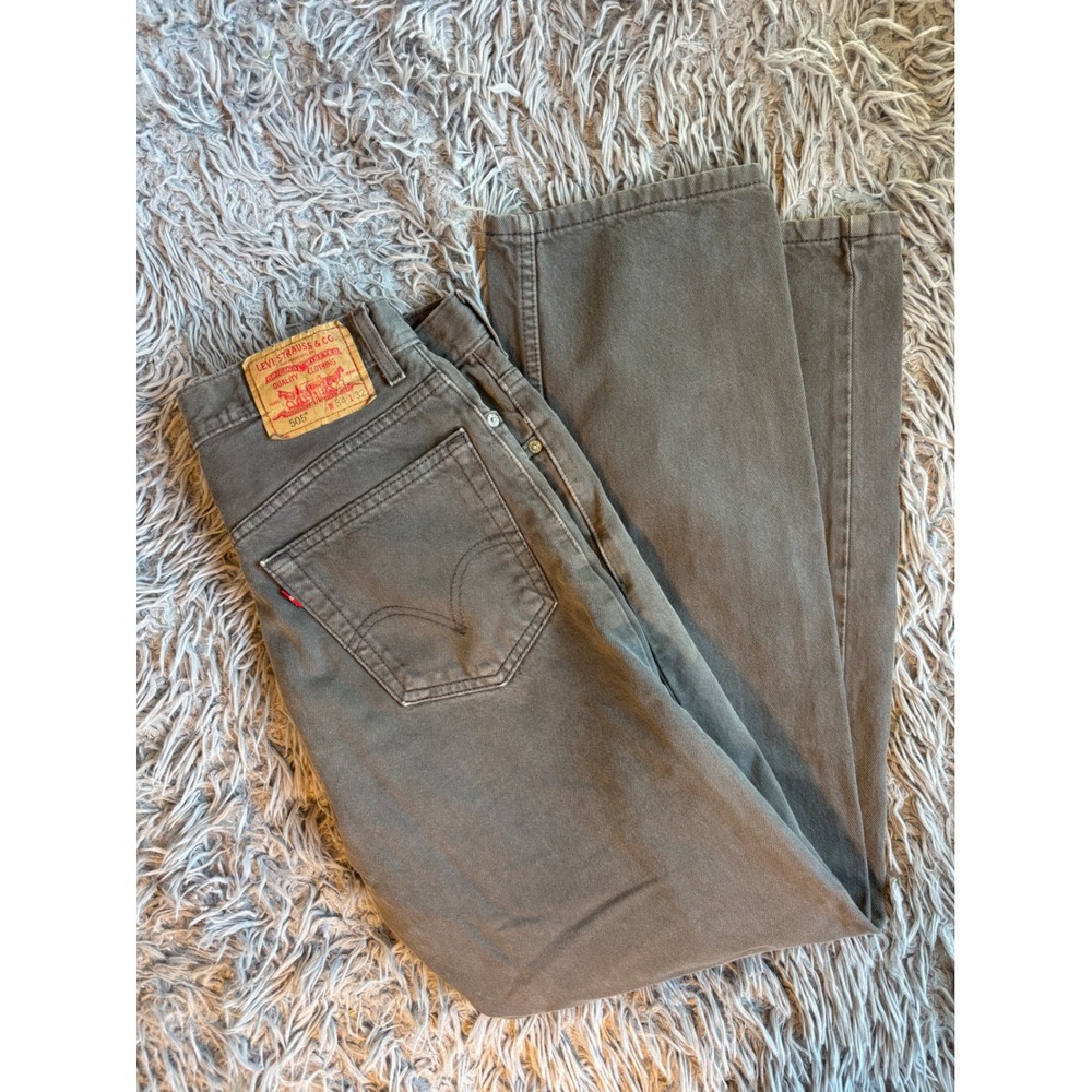 Levis 505 Regular Fit Jeans Mens 34x32 Gray Straight Leg Denim Pants 00505-0637